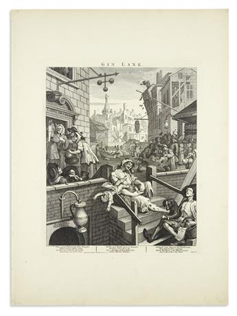 HOGARTH, WILLIAM. Beer Street. [and] Gin Lane.